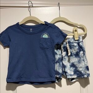 Baby GAP | (18-24M) Keep Shining Surf Club Tee with Blue Tie-Dye Shorts